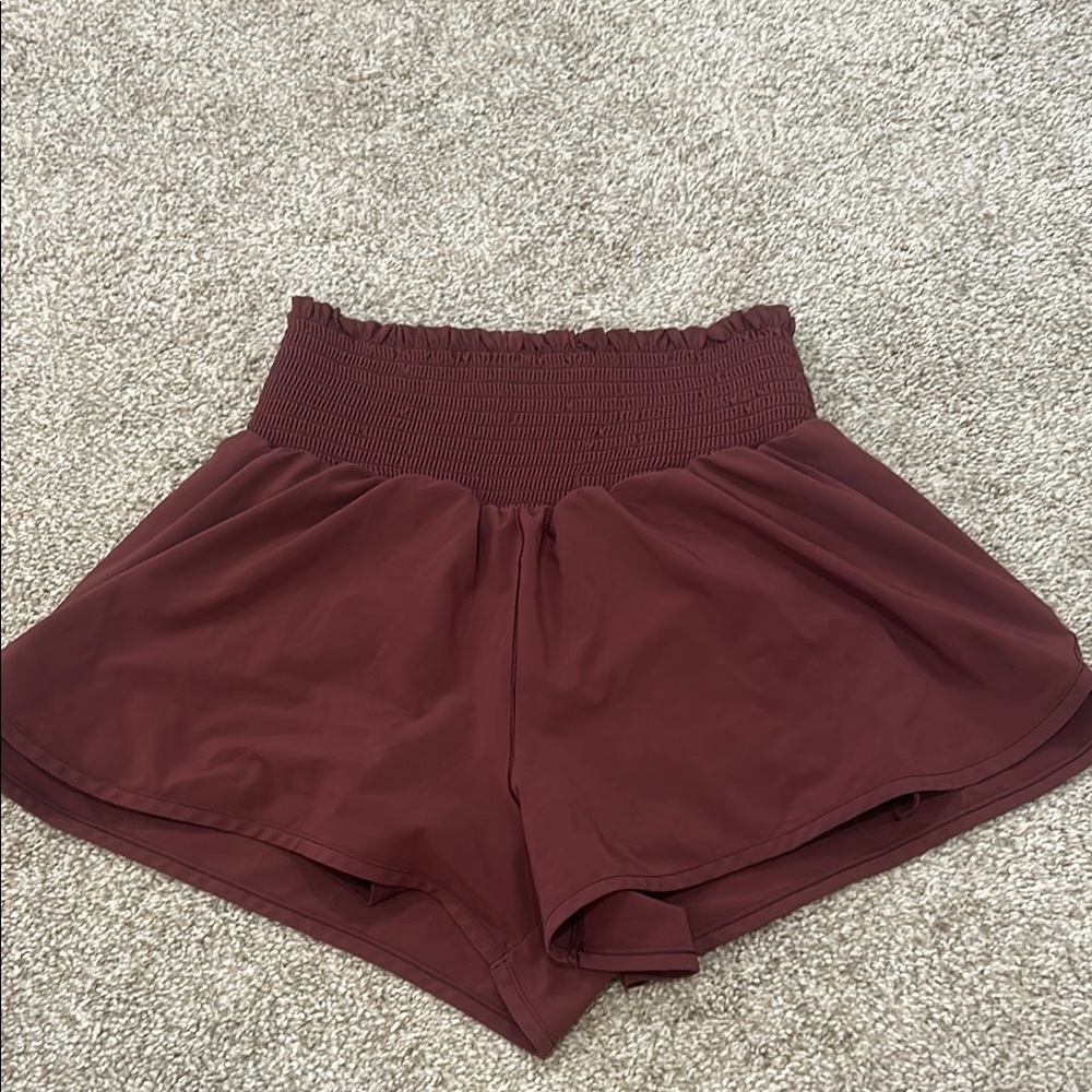 Aerie Offline Women's Burgundy High-Waisted Athletic Shorts